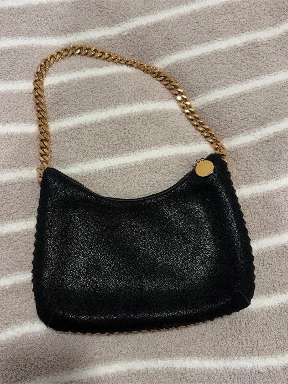 Stella McCartney Black Chain-Handle Shoulder Bag with Gold Accent
